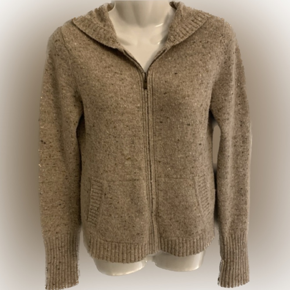 Doncaster Sport Women’s XS S Cashmere Wool ZIP Cardigan Hoodie Sweater Beige Top